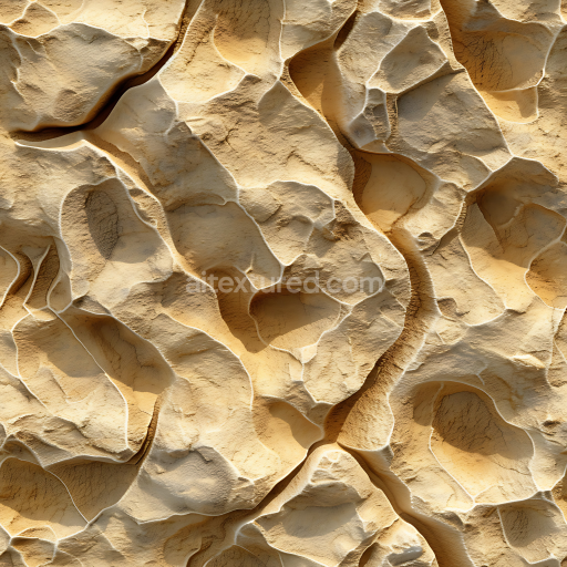 Seamless 3D PBR Weathered Sandstone Rock Texture with Eroded Surface and Deep Cracks