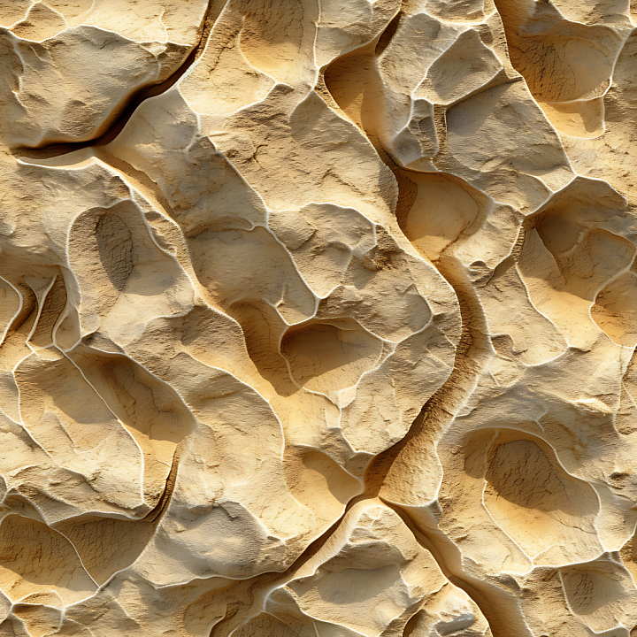 Weathered Sandstone Rock with Eroded Surface and Deep Cracks seamless PBR texture preview
