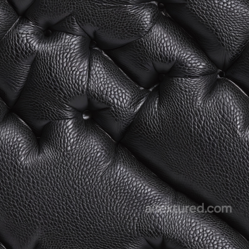Quilted Black Pebbled Leather PBR Texture with Button Tufting seamless Leather PBR texture