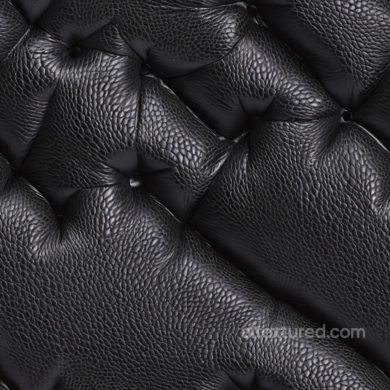 Quilted Black Pebbled Leather PBR Texture with Button Tufting Leather texture preview