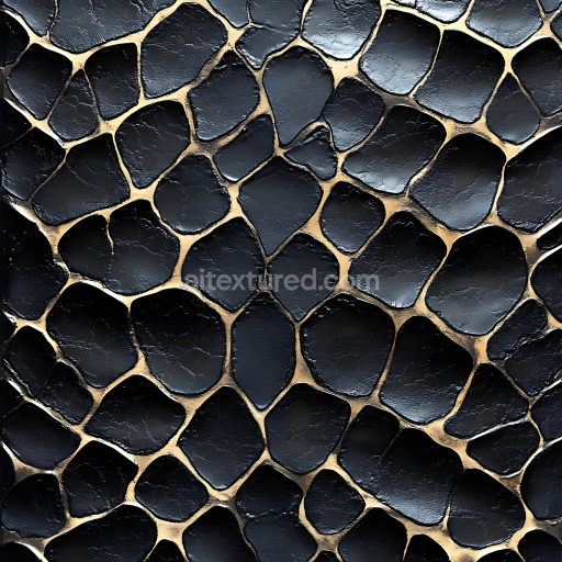 Seamless 3D PBR Texture of Dark Cracked Skin with Glossy Highlights and Organic Irregular Patterns