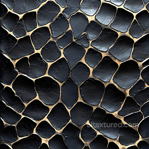 Dark Cracked Skin Seamless Texture with Glossy Highlights and Organic Irregular Patterns seamless Skin PBR texture