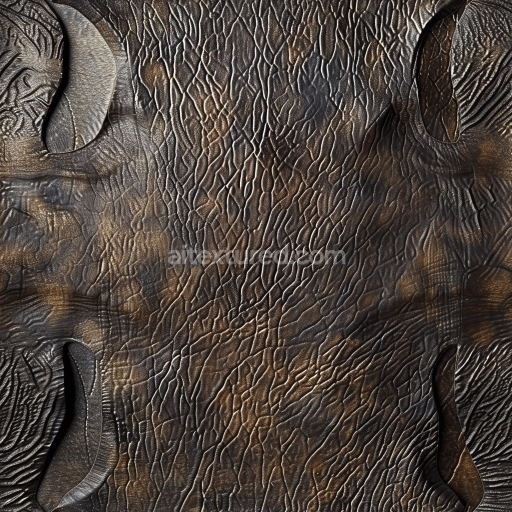Seamless 3D PBR Texture of Aged Cracked Brown Leather with Distinct Wrinkles and Patina