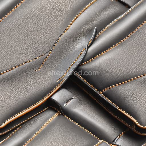 Seamless 3D Pebbled Gray Leather PBR Texture with Detailed Stitching and Soft Folded Surfaces