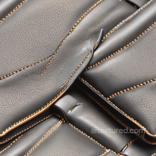 Pebbled Gray Leather PBR Texture with Detailed Stitching and Soft Folded Surfaces seamless Leather PBR texture