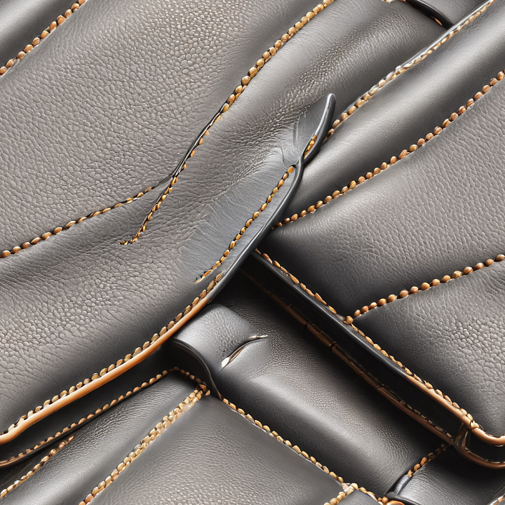 Pebbled Gray Leather with Detailed Stitching and Soft Folded Surfaces seamless PBR texture preview