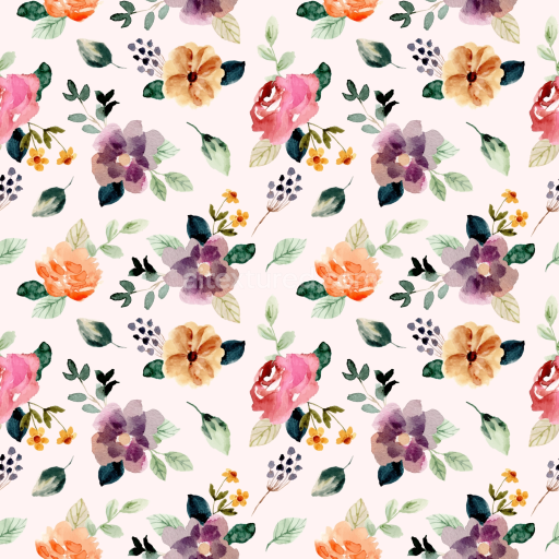 Preview — Seamless 3D PBR Floral Watercolor Fabric Texture with Pastel Blooms