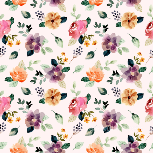 Floral Watercolor Fabric Texture with Pastel Blooms seamless Floral PBR texture