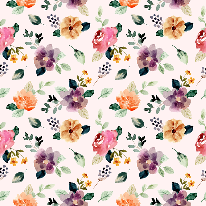 Floral Watercolor Fabric with Pastel Blooms seamless PBR texture preview