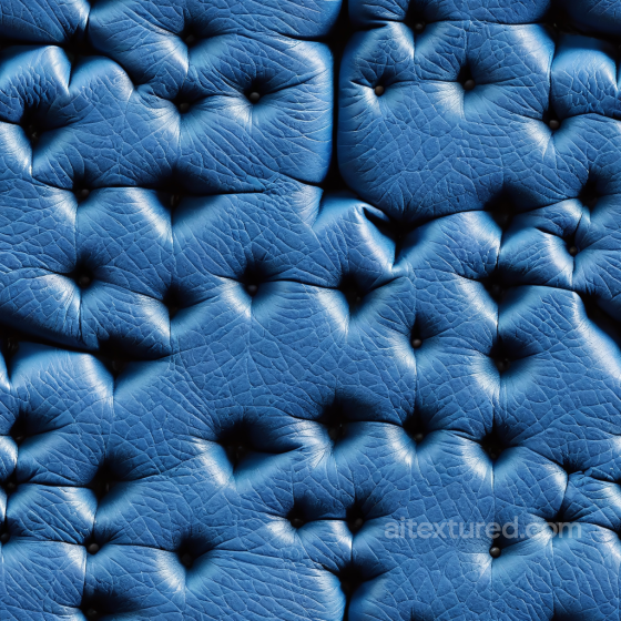 Quilted Blue Leather PBR Texture with Deep Wrinkles and Padded Buttons Leather texture preview