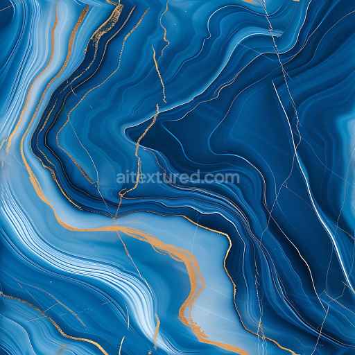 Seamless 3D PBR Blue Marble Texture Featuring Polished Surface and Gold Veining