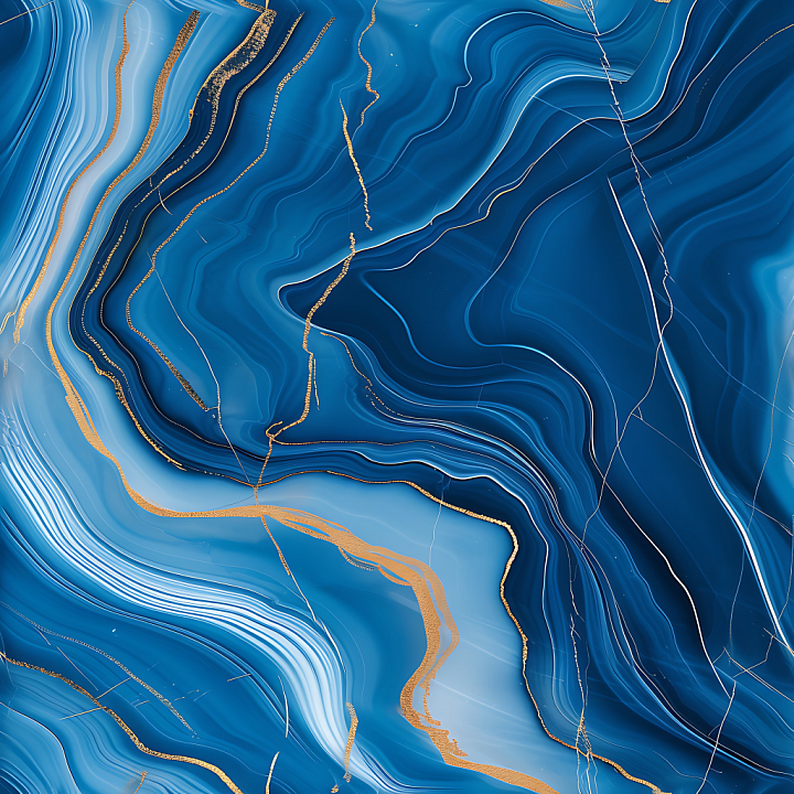 Blue Marble Featuring Polished Surface and Gold Veining seamless PBR texture preview