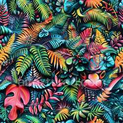 seamless Seamless 3D PBR Texture Featuring Colorful Tropical Leaf Graffiti texture 8k free download PBR