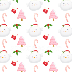 seamless Seamless 3D PBR Texture Featuring Cartoon Christmas Icons in Pink and White texture 8k free download PBR
