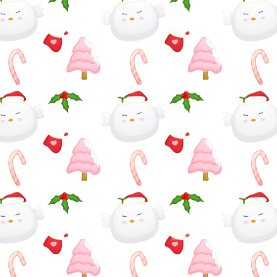 Featuring Cartoon Christmas Icons in Pink and White Christmas Pink texture preview