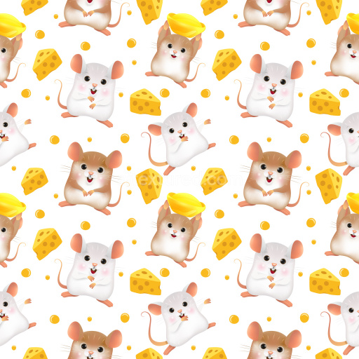 Pattern Bundle - Seamless 3D Pattern PBR Texture Featuring Playful Mouse and Cheese Motifs texture preview