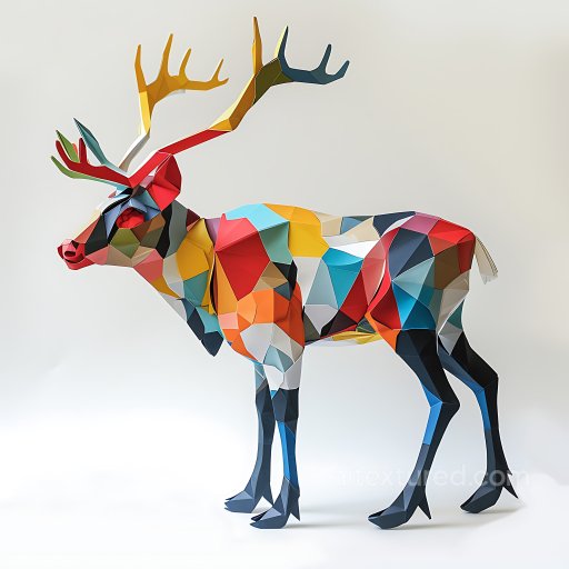 Animal - Seamless 3D PBR texture featuring Caribou-inspired vivid origami polygonal pattern texture preview