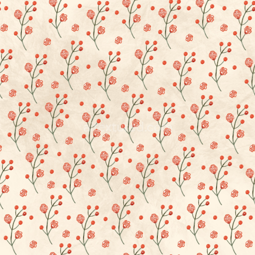 Seamless 3D PBR Floral Fabric Texture Featuring Red Rose Sprigs on Cream