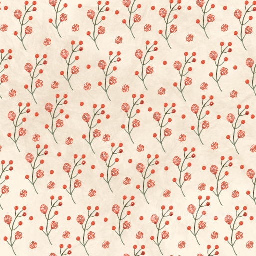 Floral Fabric Texture Featuring Red Rose Sprigs on Cream seamless Flower PBR texture