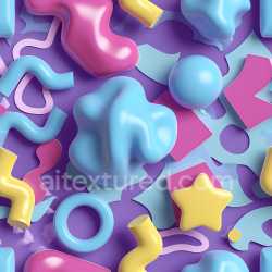 seamless Seamless 3D Inflated PBR Texture Featuring Colorful Abstract Shapes on Purple Base texture 8k free download PBR