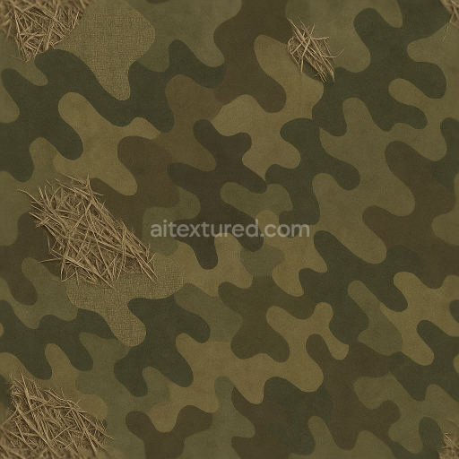 Seamless 3D Texture PBR 8K Dry Grass Camouflage Nylon Weave Fabric