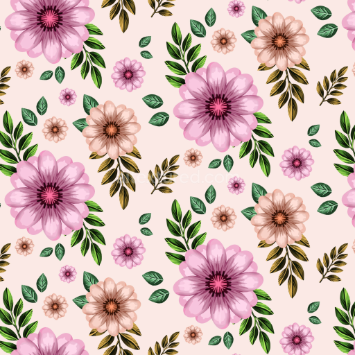 Seamless 3D PBR Floral Fabric Texture Featuring Pink and Beige Flowers