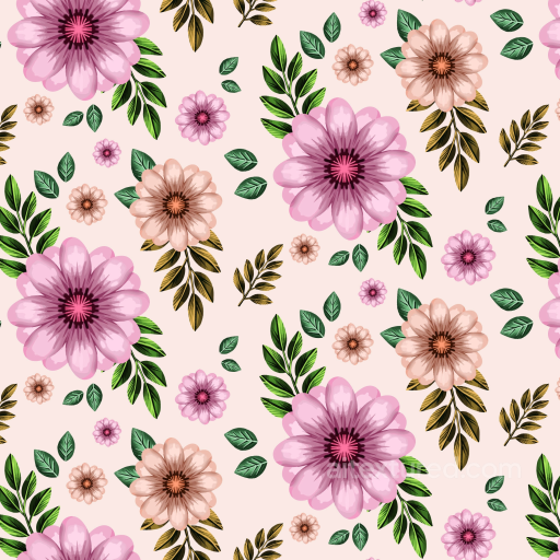 Floral Fabric Texture Featuring Pink and Beige Flowers seamless Floral PBR texture