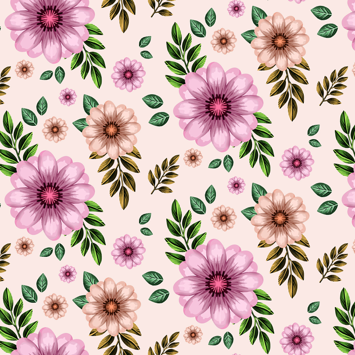 Floral Fabric Featuring Pink and Beige Flowers seamless PBR texture preview