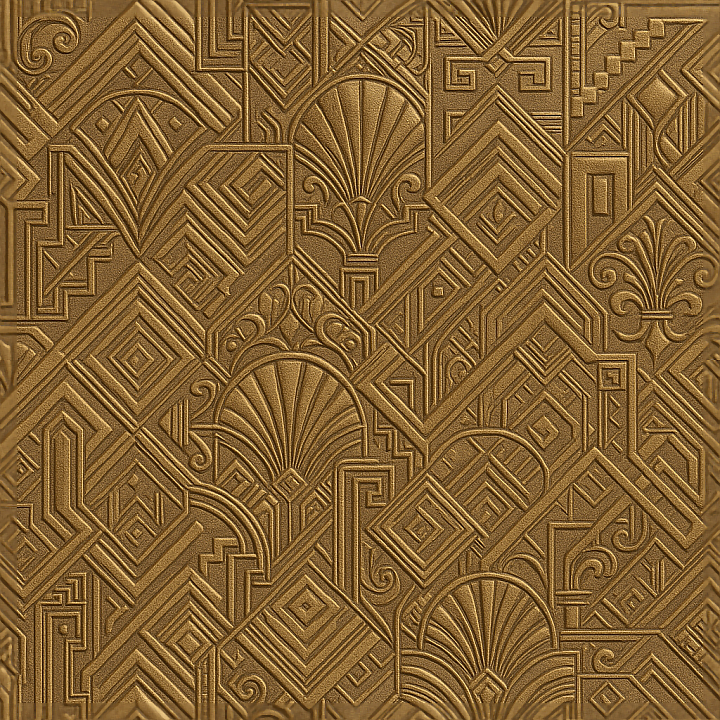Art Deco Geometric Wallpaper With Metallic Brocade And Satin Embossed H… seamless PBR texture preview