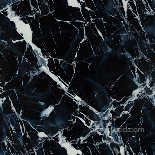 Black Marble PBR Texture with Bold White Veins and Polished Finish seamless Marble PBR texture