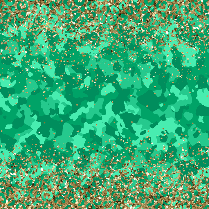 with Green Camouflage and Gold Glitter Accents seamless PBR texture preview