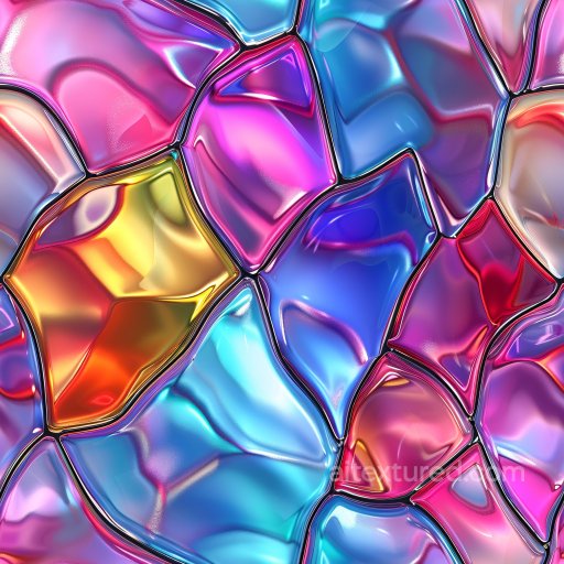 Seamless 3D PBR Glossy Texture with Vibrant Irregular Color Panels texture preview