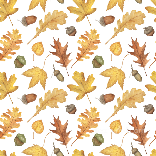 Autumn Leaves and Acorns Pattern Seamless Texture seamless Autumn Leaves  PBR texture