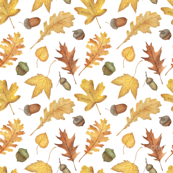 Autumn Leaves and Acorns Pattern Seamless Texture Autumn Leaves texture preview