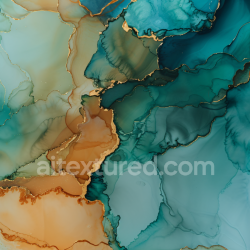 seamless Seamless 3D Alcohol Ink PBR Texture Featuring Teal and Amber Fluid Marbling with Gold Veins texture 8k free download PBR