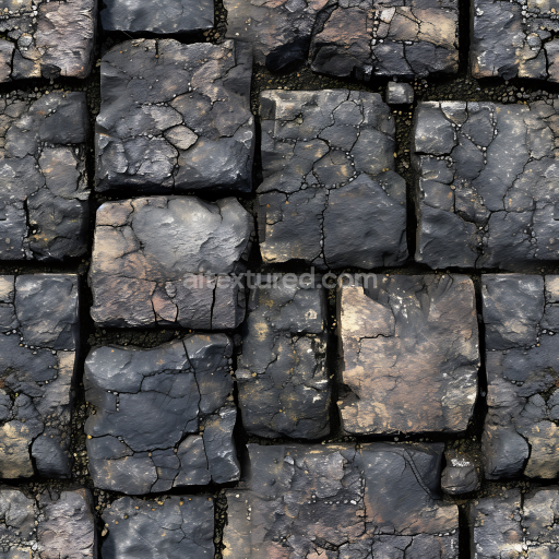 Seamless 3D PBR Texture of Weathered Stone Pavement with Cracks and Moss