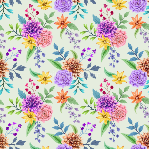 Seamless 3D PBR Floral Texture with Vibrant Multicolored Flower Clusters