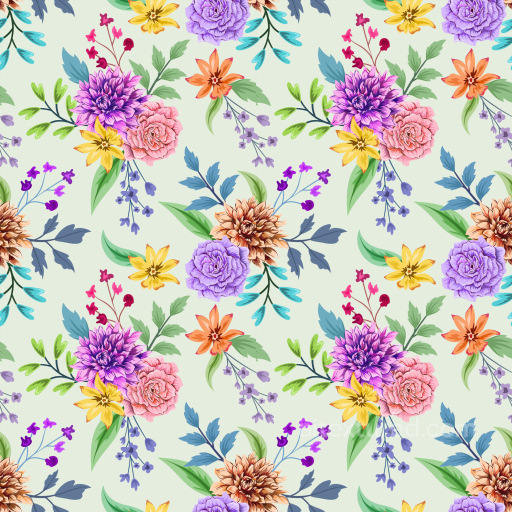 Floral Texture with Vibrant Multicolored Flower Clusters seamless Floral  PBR texture