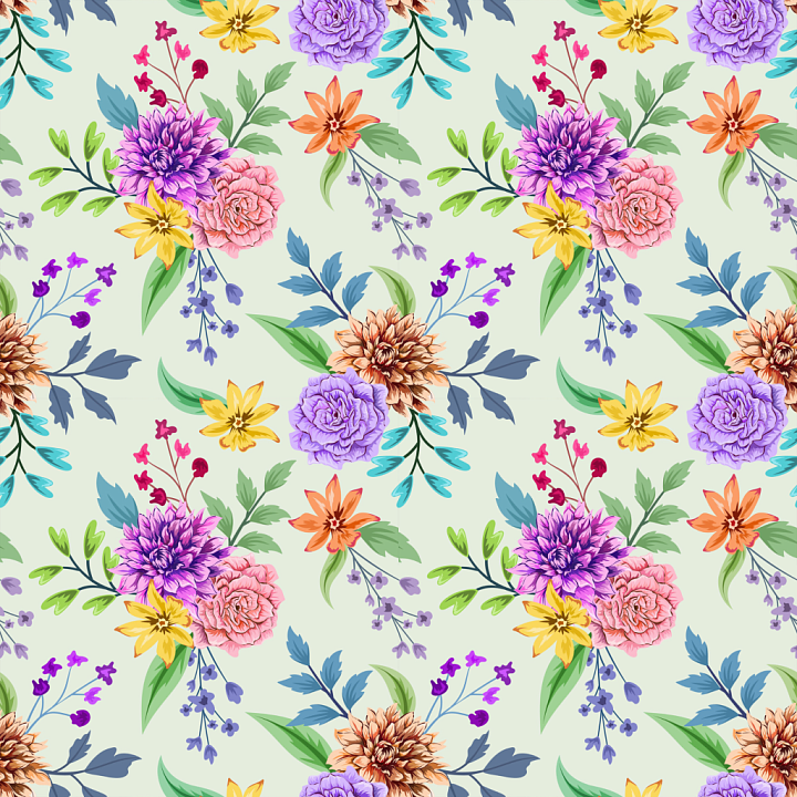 Floral with Vibrant Multicolored Flower Clusters seamless PBR texture preview