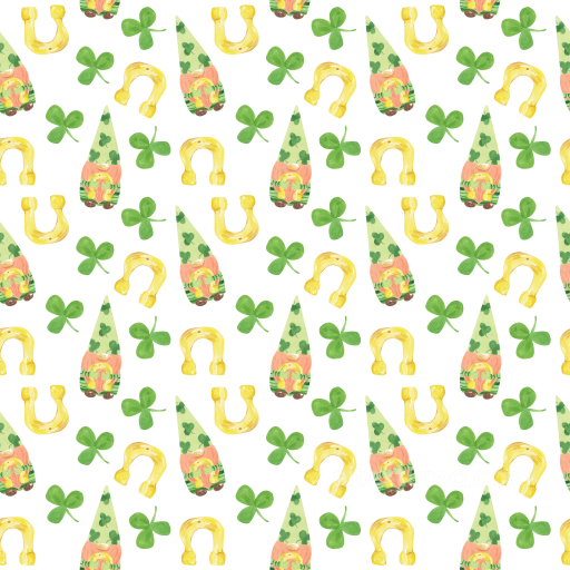 with St Patrick Gnome, Shamrocks & Horseshoes seamless St patrick PBR texture