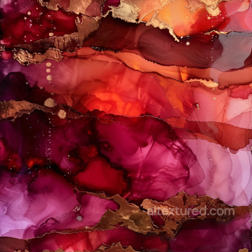 Alcohol Ink PBR Texture Featuring Red and Copper Fluid Marbling seamless Alcohol ink PBR texture