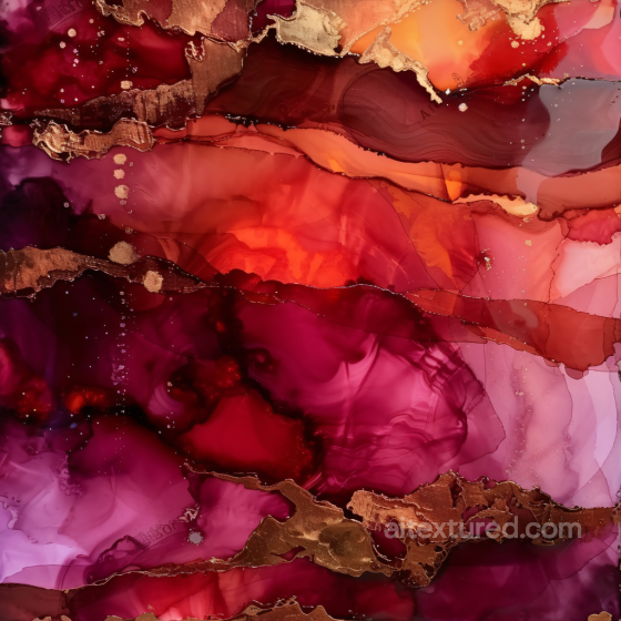 Alcohol Ink PBR Texture Featuring Red and Copper Fluid Marbling Alcohol ink texture preview