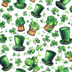 seamless Seamless 3D PBR Texture with Green Leprechaun Hats and Shamrocks texture 8k free download PBR