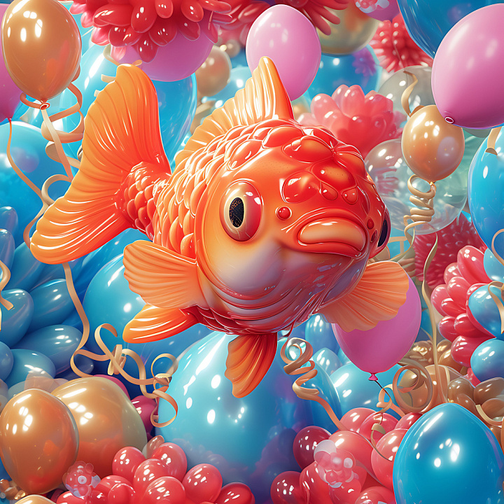Inflated Glossy Vinyl Bubbles with Vibrant Orange and Blue Colors seamless PBR texture preview