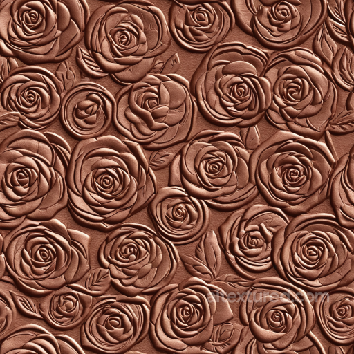 Embossed Rose Pattern Leather PBR Texture in Warm Brown seamless Leather PBR texture