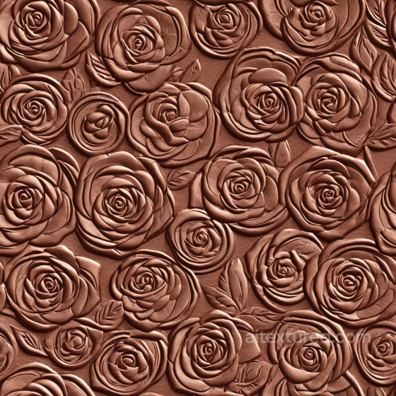 Embossed Rose Pattern Leather PBR Texture in Warm Brown Leather texture preview