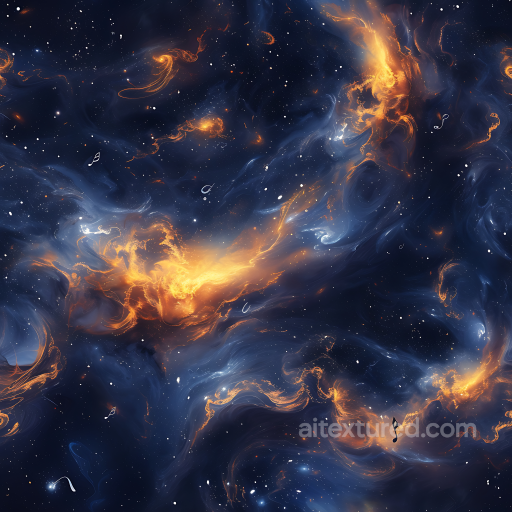 Space PBR Texture Featuring Glowing Nebula and Starfield with Fiery Accents seamless Star, space, planets PBR texture
