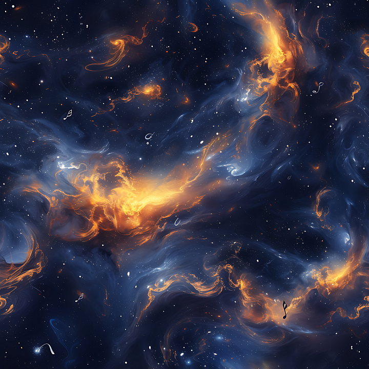 Space Featuring Glowing Nebula and Starfield with Fiery Accents seamless PBR texture preview