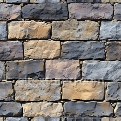 seamless Seamless 3D Stone Wall PBR Texture with Weathered Multicolor Blocks texture 8k free download PBR