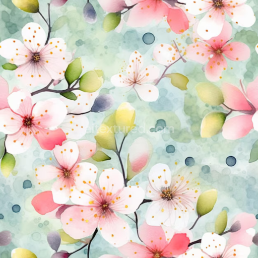 Seamless 3D PBR Texture of Soft Pink Flower Watercolor Fabric Pattern